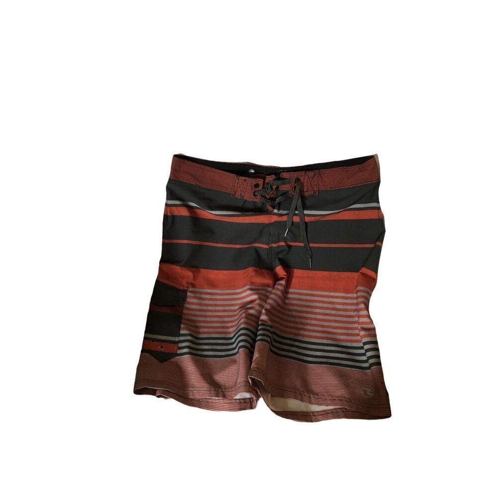 Ocean Current Men's Multi Colored Striped Drawstring Swimwear Board Shorts Size
